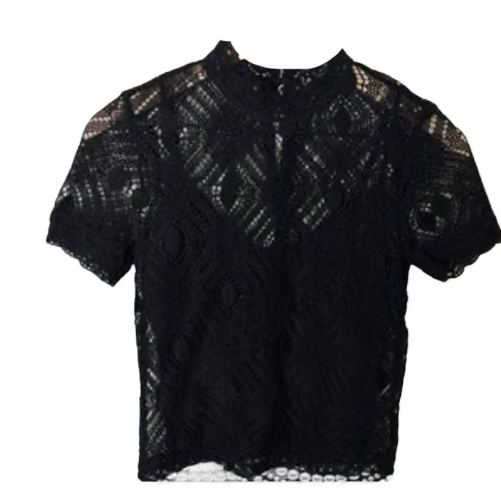 💐ZARA Black Lace Layered Top Size Small